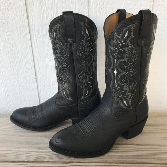 Ariat Buckstitch Bull Shoulder Mens Black Cowboy Western Boots 10.5 D 37423 - Picture 2 of 13